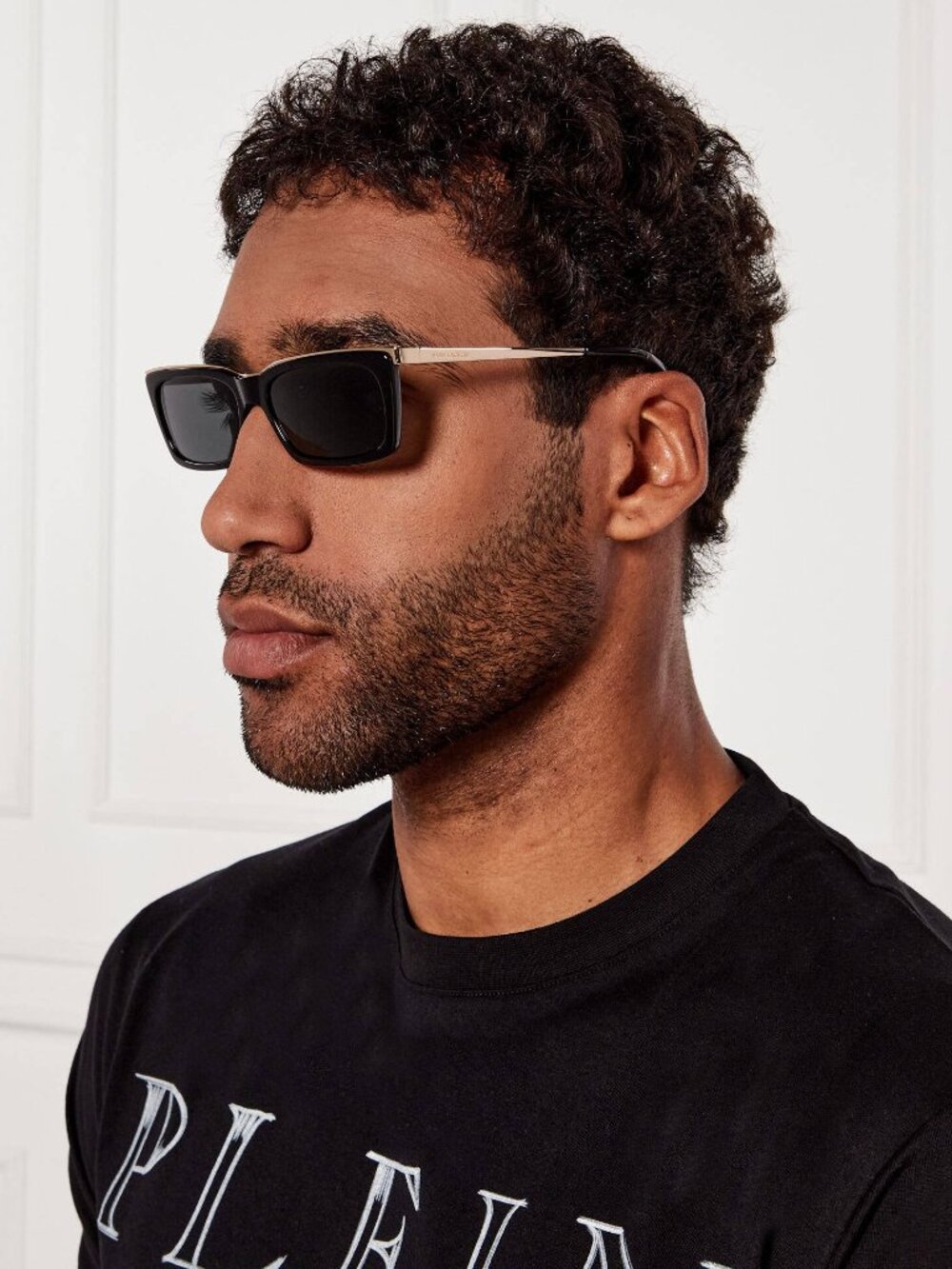 NWT Saint Laurent SL766/F 001 Black Gold Unisex Sunglasses Authentic